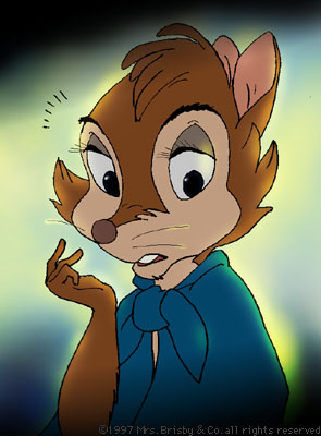 POV of someone looking at Mrs. Brisby, who seems surprised